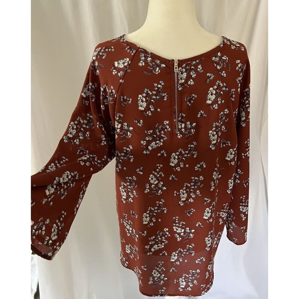 Papermoon for Stitch Fix Rust floral rayon shirt size large